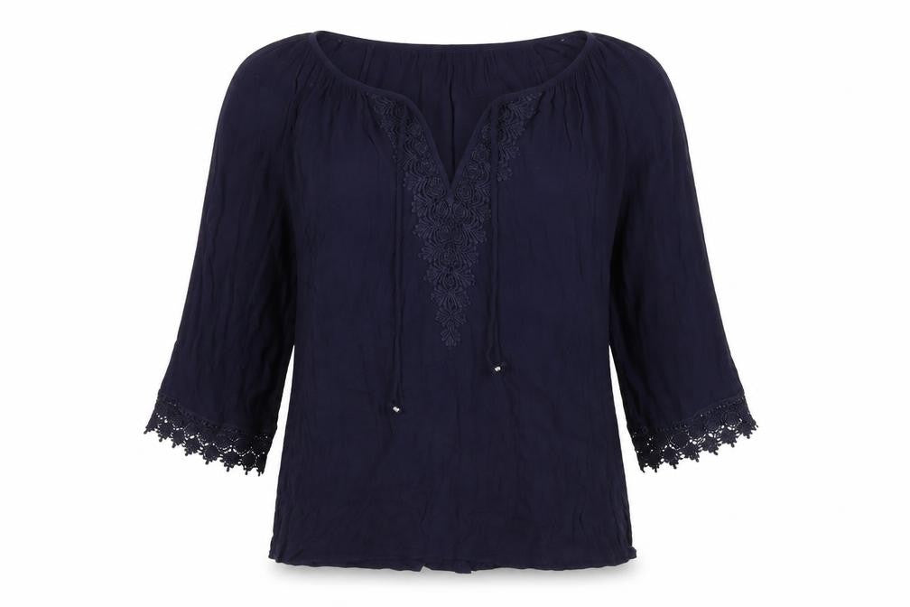 Daniel Rainn Womens Blue Viscose Basic T-Shirt Size 10 V-Neck