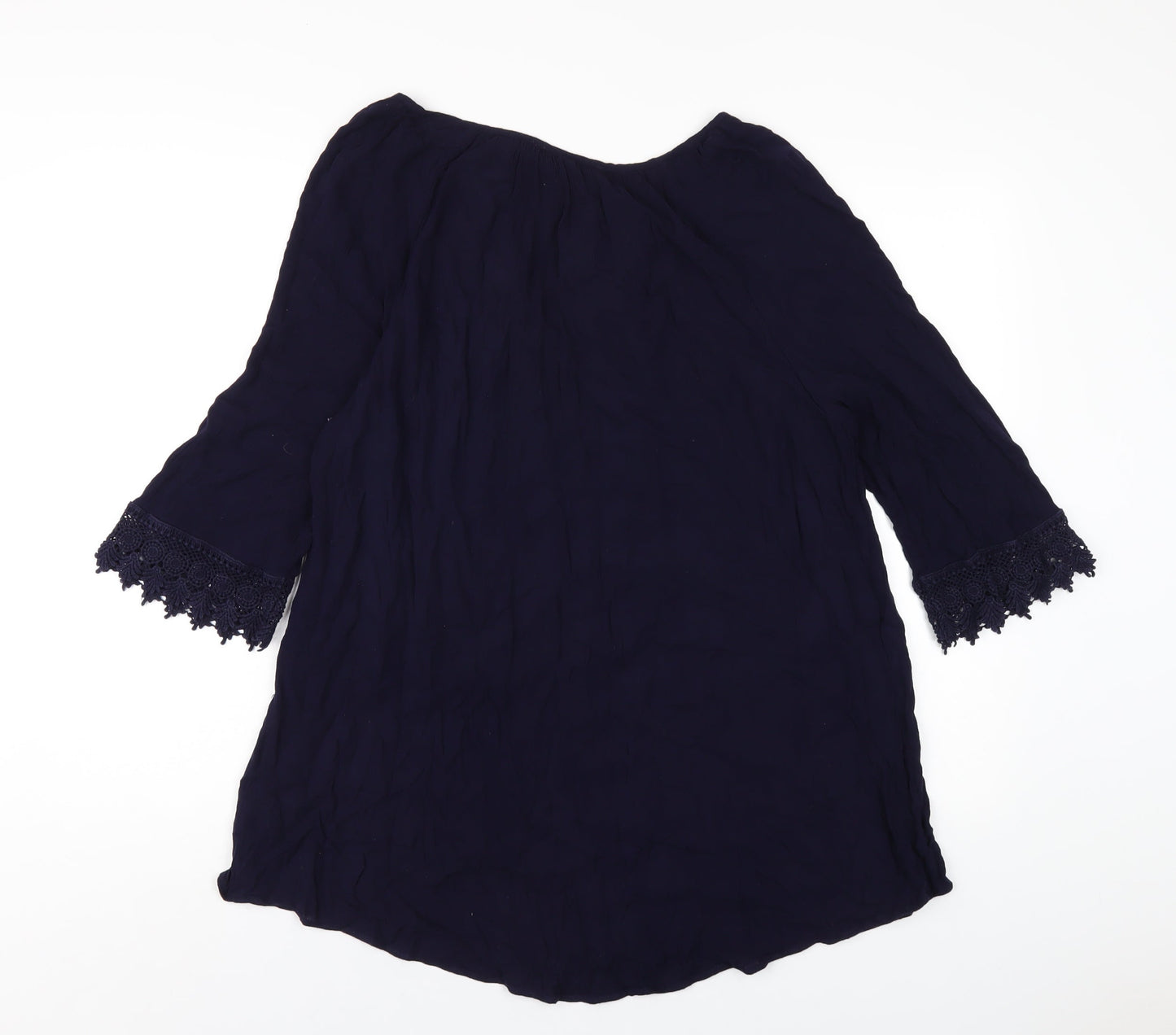 Daniel Rainn Womens Blue Viscose Basic T-Shirt Size 10 V-Neck