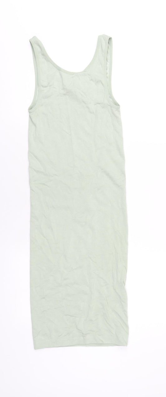 Zara Womens Green Viscose Tank Dress Size XS Scoop Neck Pullover