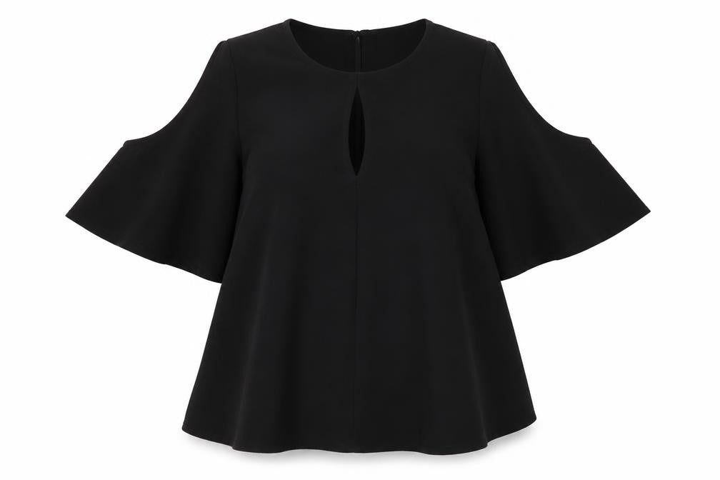 Topshop Womens Black Polyester Basic T-Shirt Size 10 Round Neck
