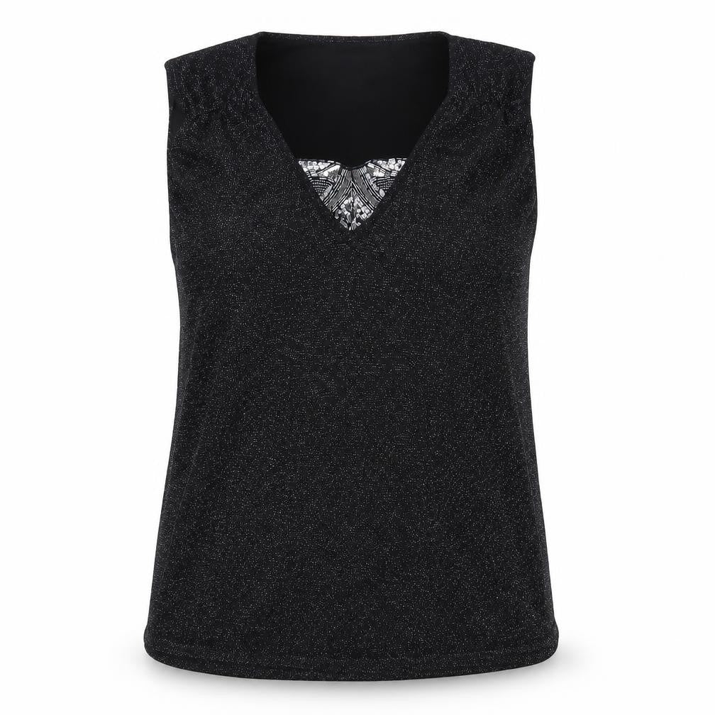 Bonmarché Womens Black Acrylic Basic Tank Size L Scoop Neck