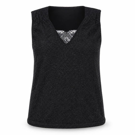 Bonmarché Womens Black Acrylic Basic Tank Size L Scoop Neck