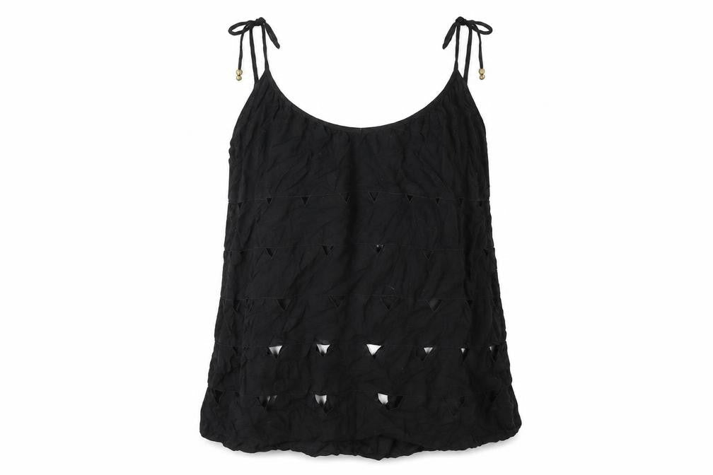Topshop Womens Black Cotton Camisole T-Shirt Size M Scoop Neck