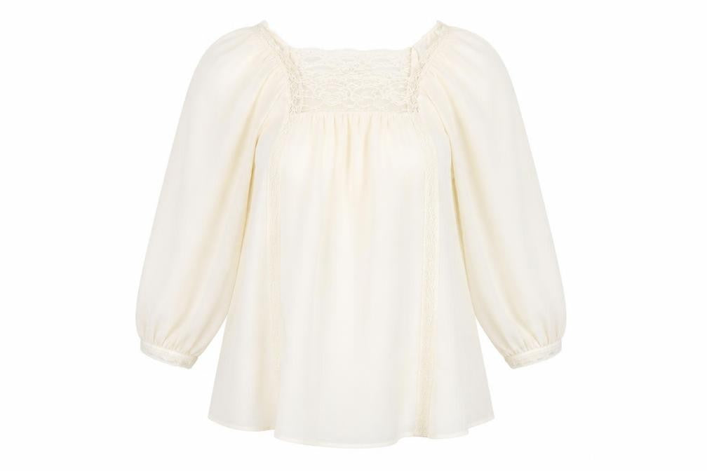 Topshop Womens Ivory Polyester A-Line Size 12 Square Neck Pullover