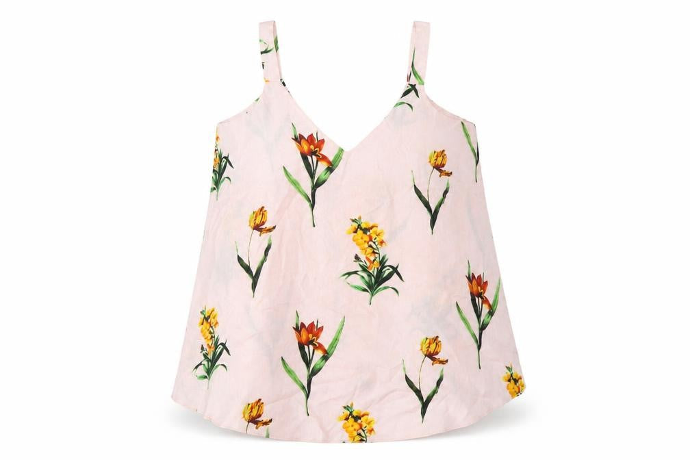 ASOS Womens Pink Floral Polyester Camisole T-Shirt Size 10 V-Neck