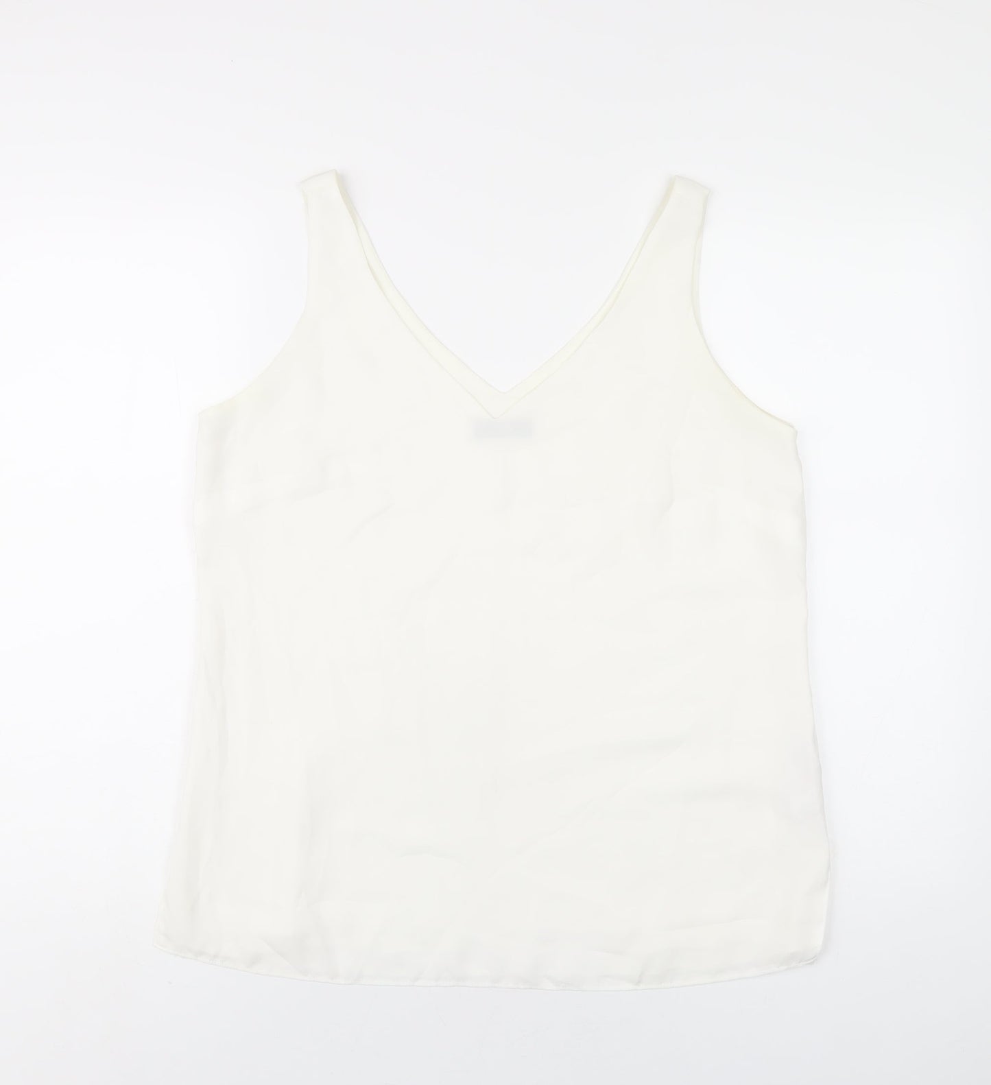 Wallis Womens White Polyester Basic Tank Size 12 V-Neck