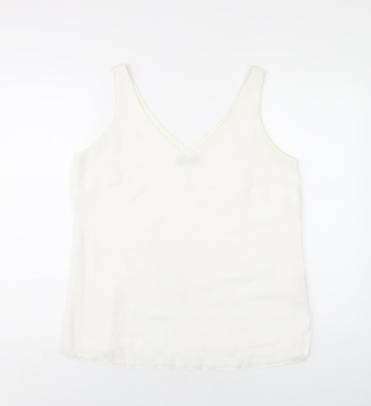 Wallis Womens White Polyester Basic Tank Size 12 V-Neck