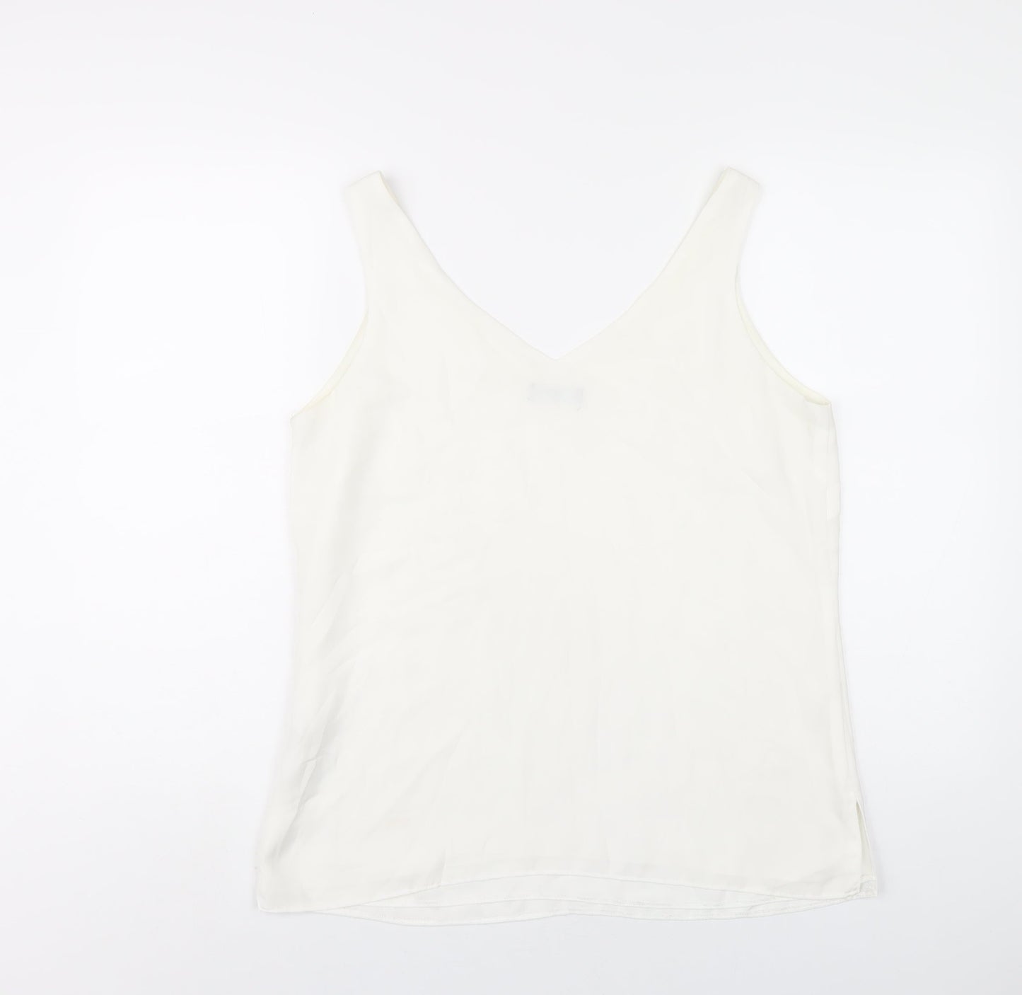 Wallis Womens White Polyester Basic Tank Size 12 V-Neck