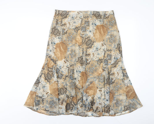 CMD Womens Multicoloured Geometric Polyester A-Line Skirt Size 14