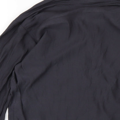 H&M Womens Grey Polyester Basic Button-Up Size 12 V-Neck