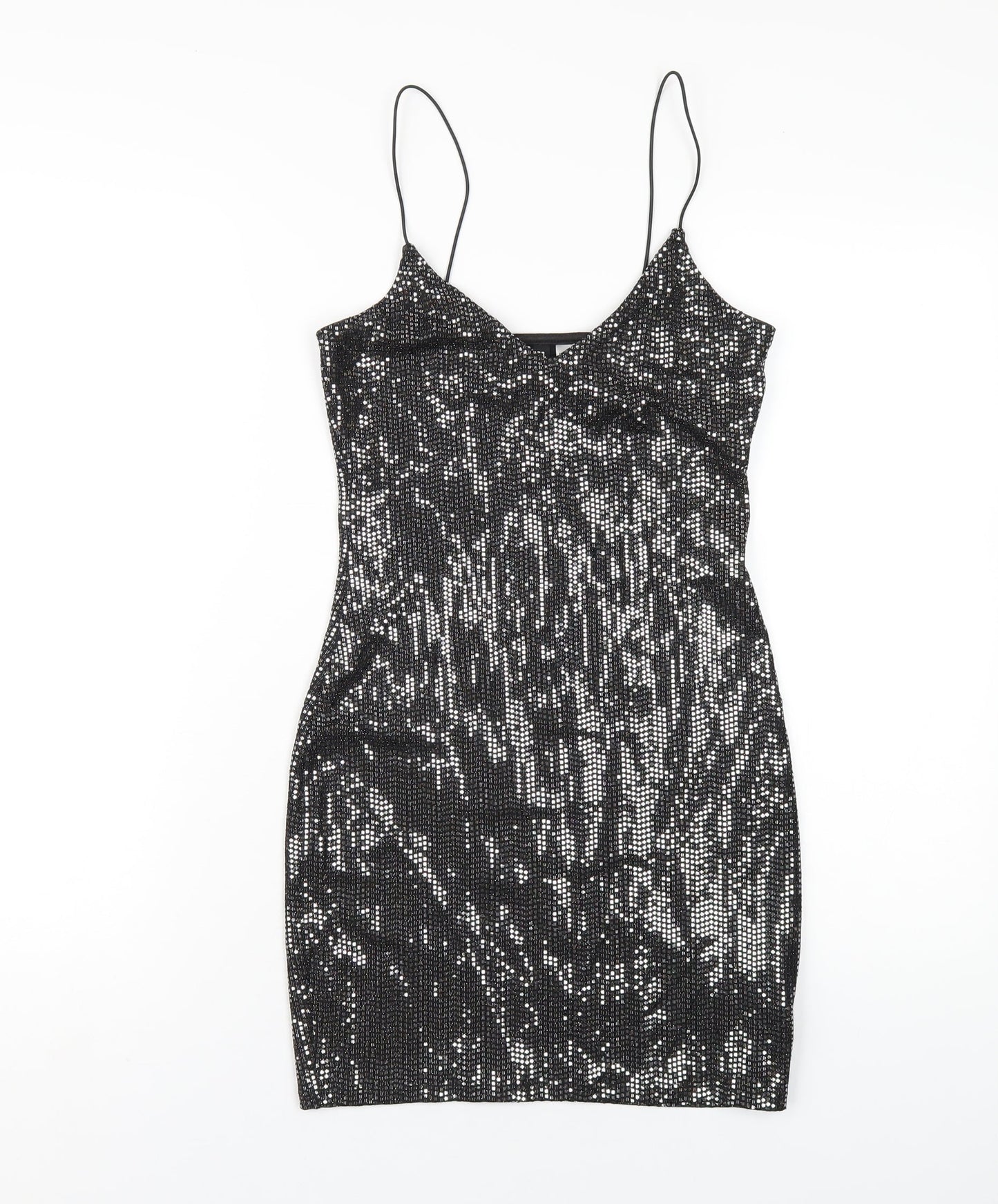 H&M Womens Silver Polyester Bodycon Size XS V-Neck Pullover