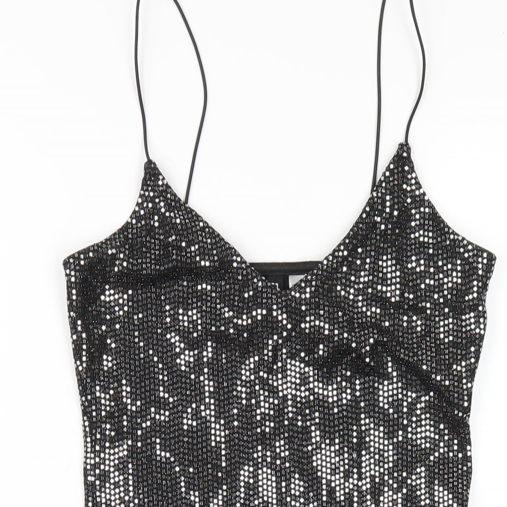 H&M Womens Silver Polyester Bodycon Size XS V-Neck Pullover
