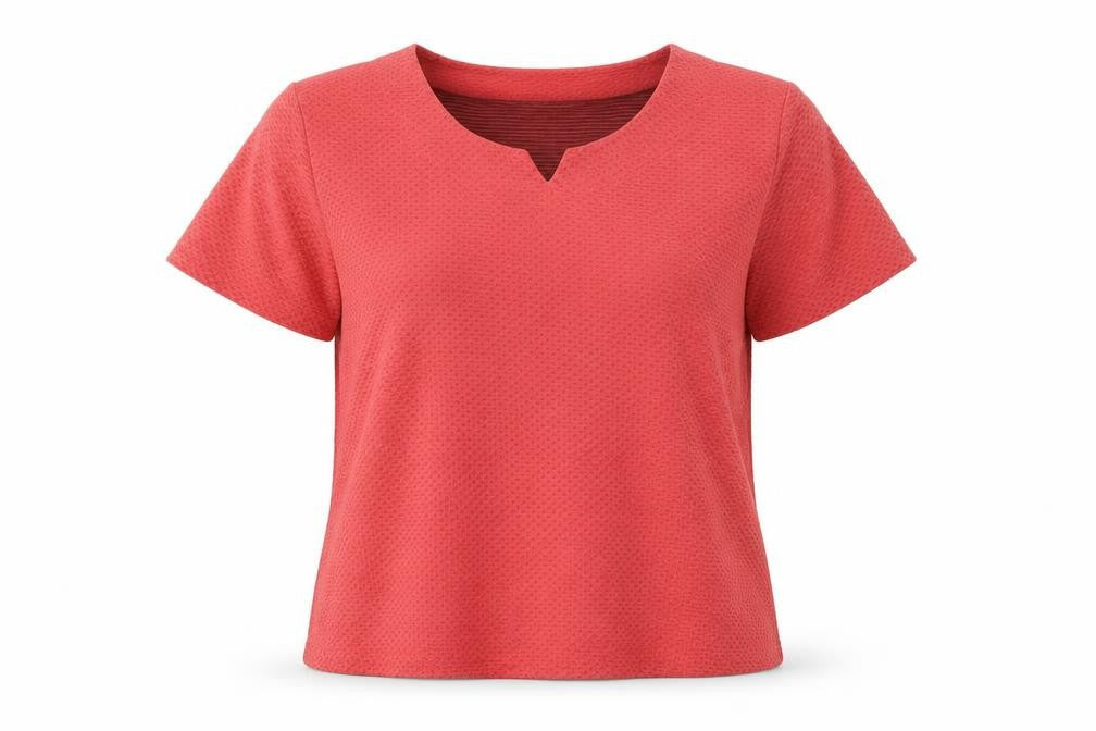 EWM Womens Pink Polyester Basic T-Shirt Size 20 V-Neck