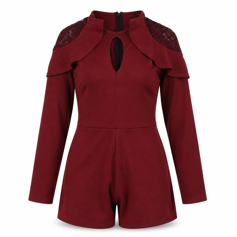Boohoo Womens Red Polyester Playsuit One-Piece Size 10 Zip
