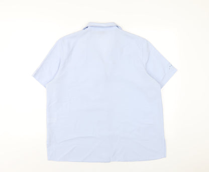 EWM Womens Blue Polyester Basic Button-Up Size 16 Collared