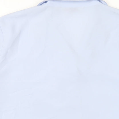 EWM Womens Blue Polyester Basic Button-Up Size 16 Collared