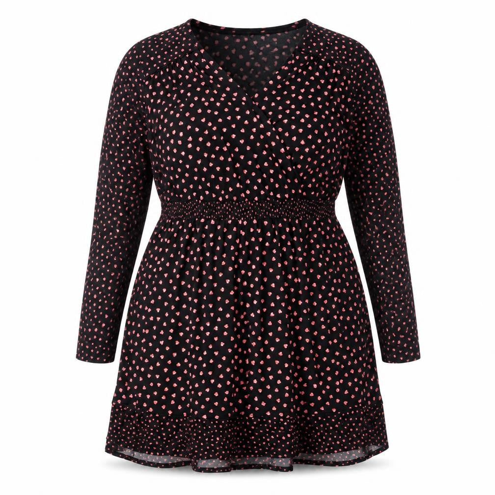 Oasis Womens Black Geometric Polyester A-Line Size 3XL V-Neck Pullover