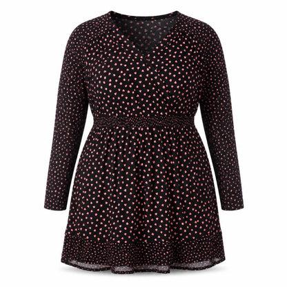 Oasis Womens Black Geometric Polyester A-Line Size 3XL V-Neck Pullover