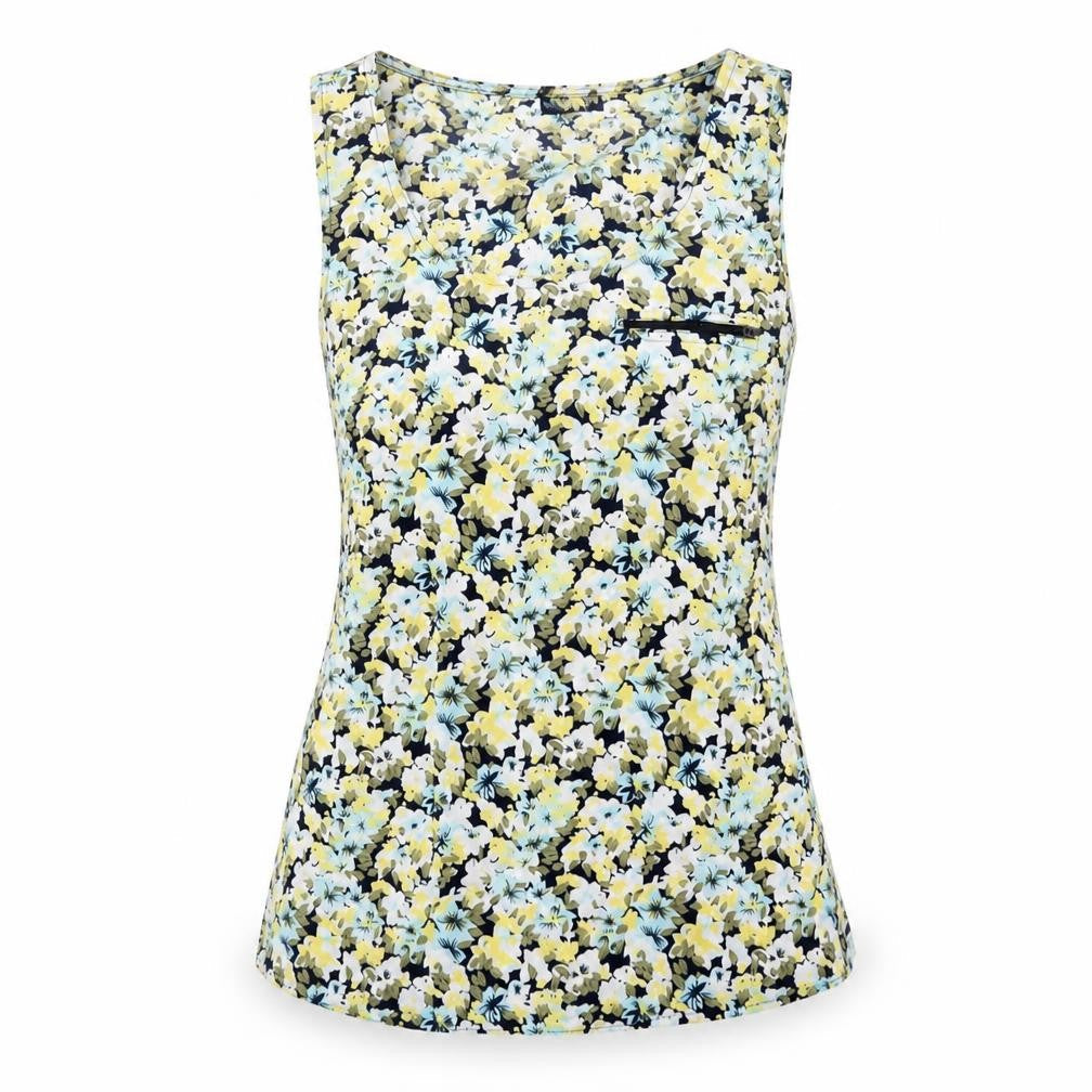 VERO MODA Womens Multicoloured Floral Polyester Basic Tank Size L Scoop Neck