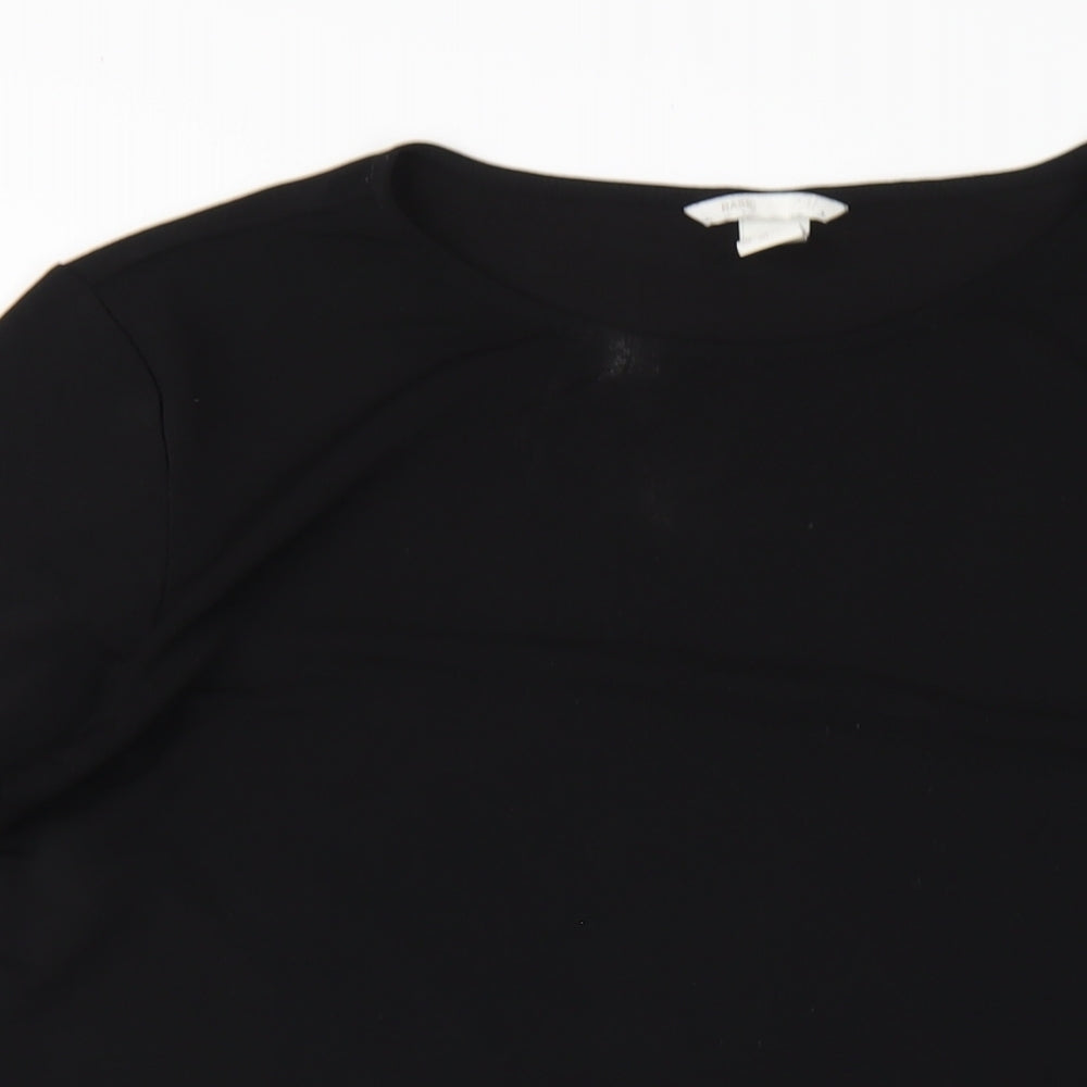 H&M Womens Black Polyester T-Shirt Dress Size S Round Neck Pullover