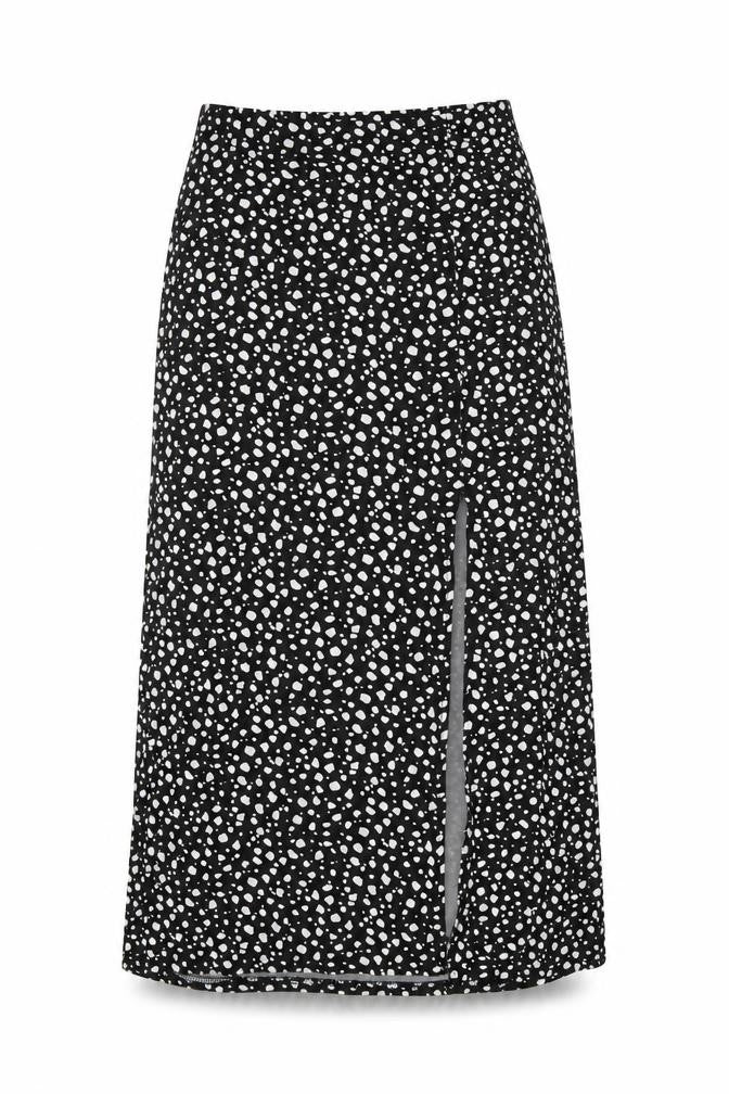 Boohoo Womens Black Geometric Viscose A-Line Skirt Size 8