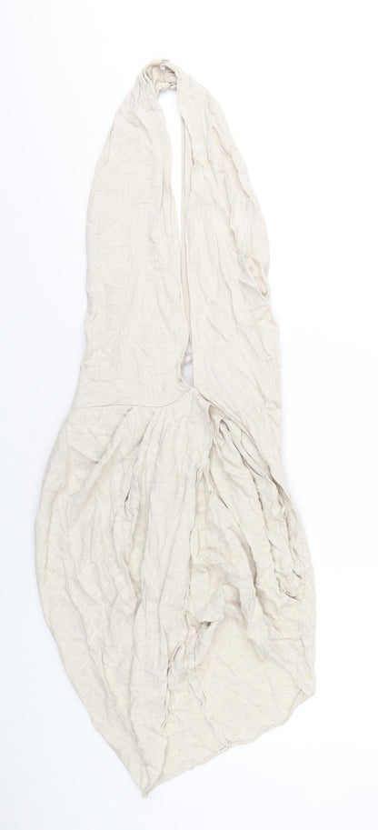 Additional front view of ASOS women’s beige viscose mini, size UK 10, halter zip