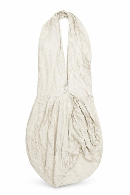 Front view of ASOS women’s beige viscose mini, size UK 10, halter zip