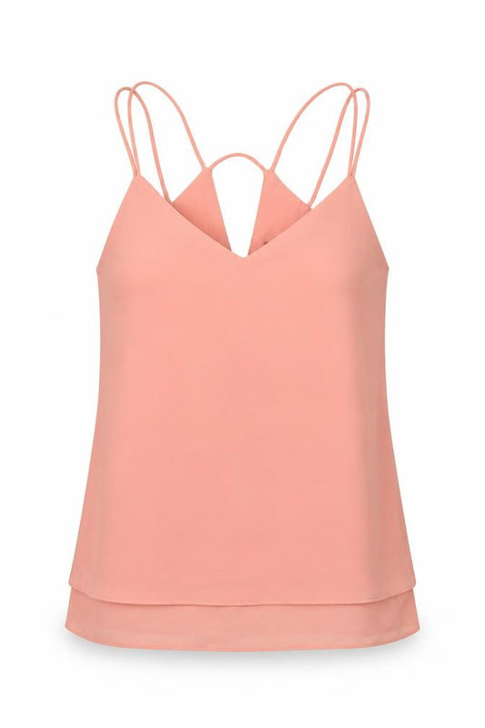 New Look Womens Pink Polyester Camisole T-Shirt Size 6 V-Neck