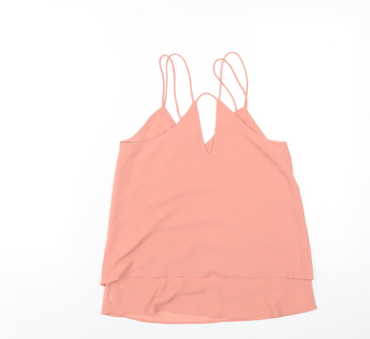 New Look Womens Pink Polyester Camisole T-Shirt Size 6 V-Neck