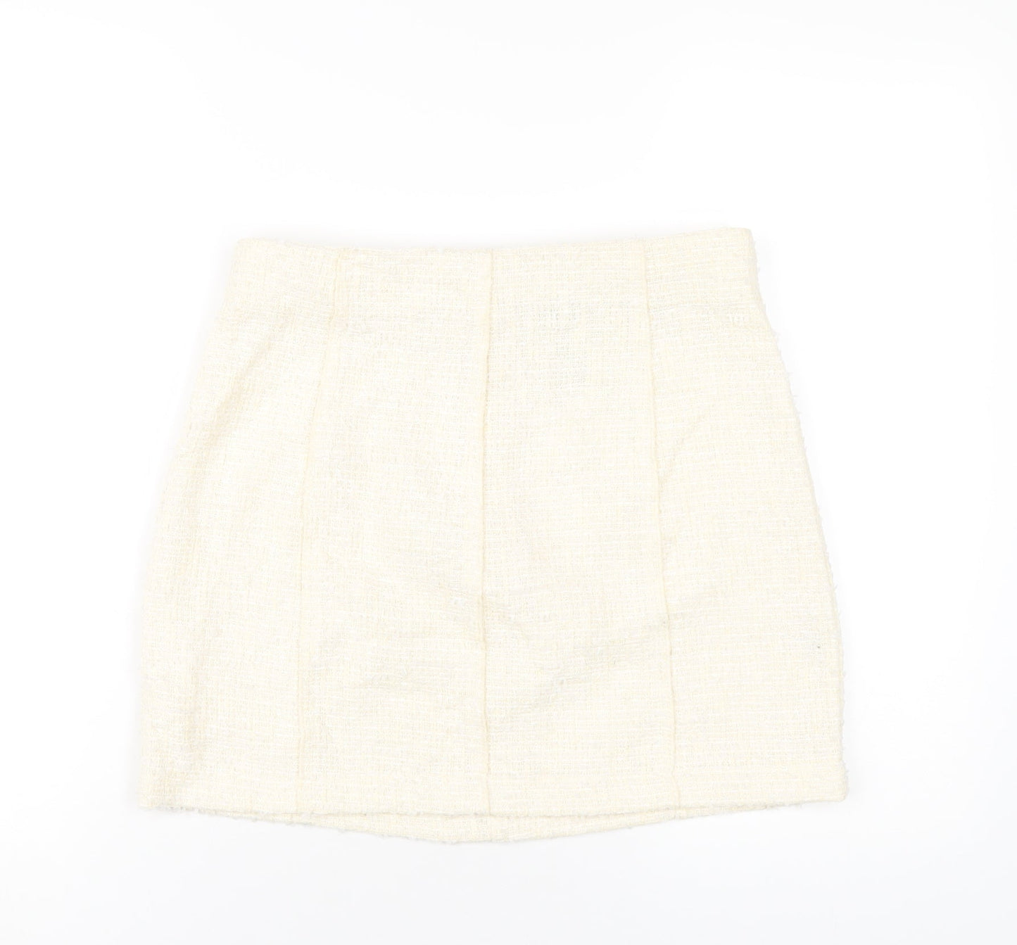 Zara Womens Ivory Polyester A-Line Skirt Size XL Zip