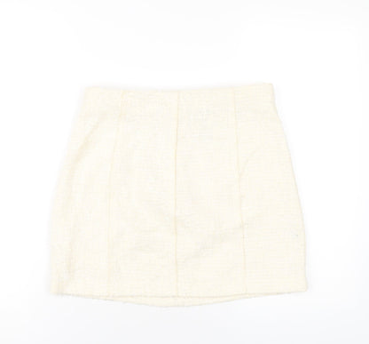 Zara Womens Ivory Polyester A-Line Skirt Size XL Zip