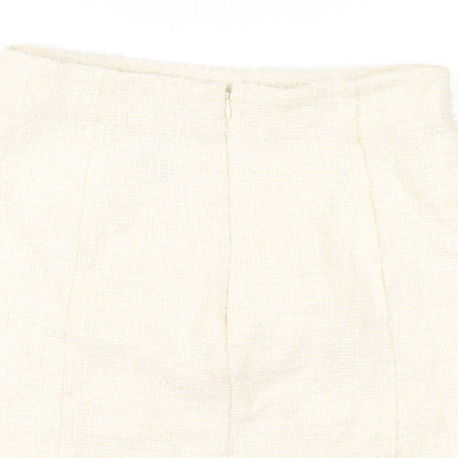 Zara Womens Ivory Polyester A-Line Skirt Size XL Zip