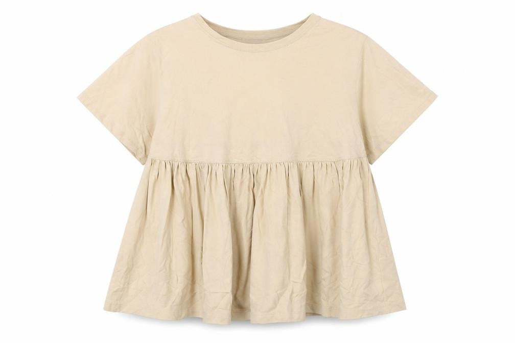 Zara Womens Beige Cotton Basic T-Shirt Size M Round Neck