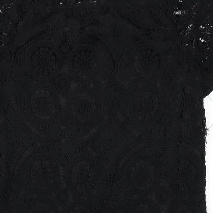 PRETTYLITTLETHING Womens Black Polyester A-Line Size 10 Off the Shoulder Pullover
