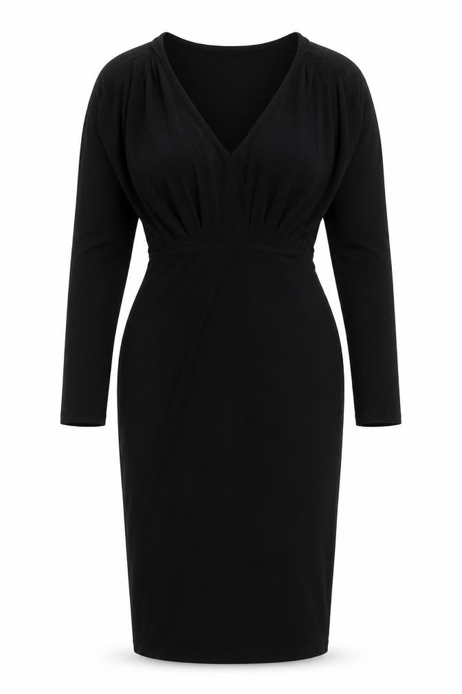 Boohoo Womens Black Polyester Bodycon Size 12 V-Neck Pullover