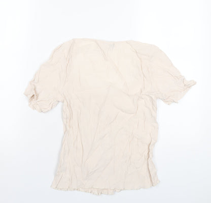Oasis Womens Pink Viscose Basic Blouse Size 6 Scoop Neck