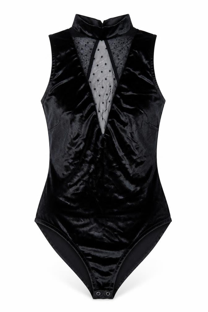 New Look Womens Black Polyester Bodysuit One-Piece Size 8 Snap