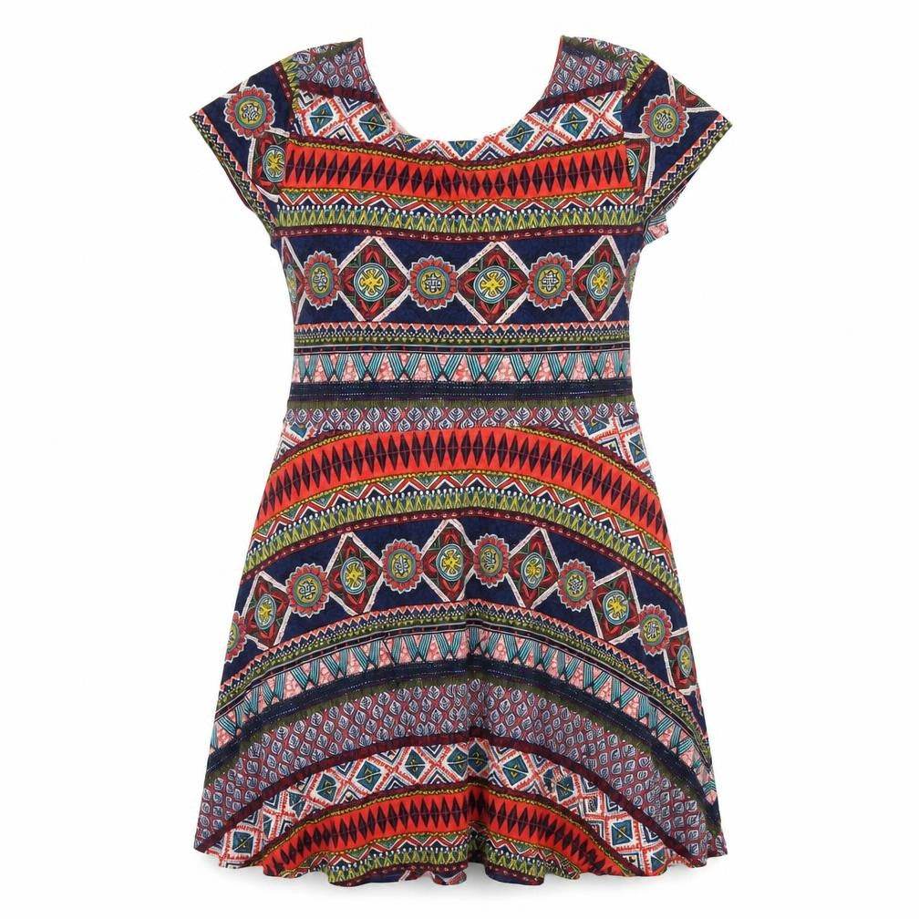 Springfield Womens Multicoloured Geometric Viscose A-Line Size XL Round Neck Pullover