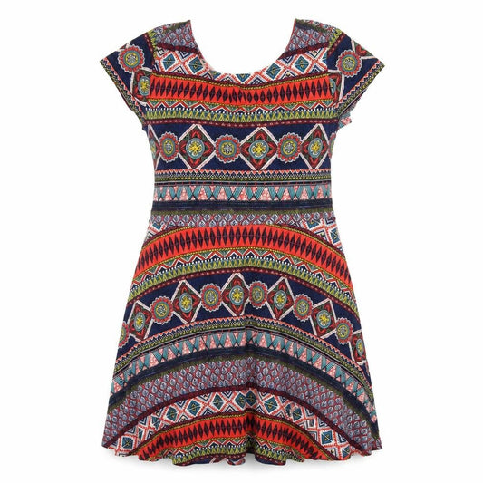 Springfield Womens Multicoloured Geometric Viscose A-Line Size XL Round Neck Pullover