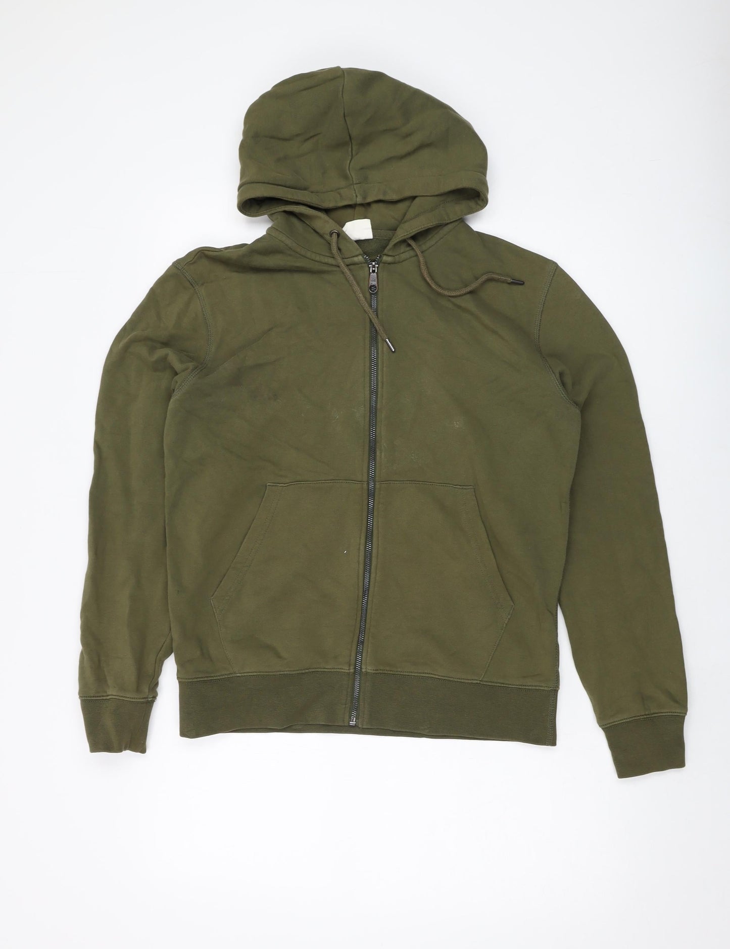 Marks and Spencer Mens Green Cotton Full Zip Hoodie Size S