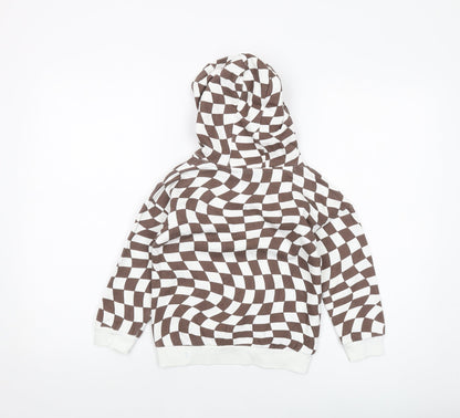 Next Girls White Geometric Cotton Pullover Hoodie Size 4-5 Years Pullover