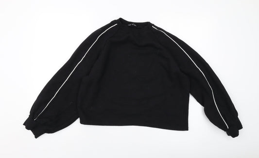 Boohoo Womens Black Polyester Pullover Sweatshirt Size 14 Pullover