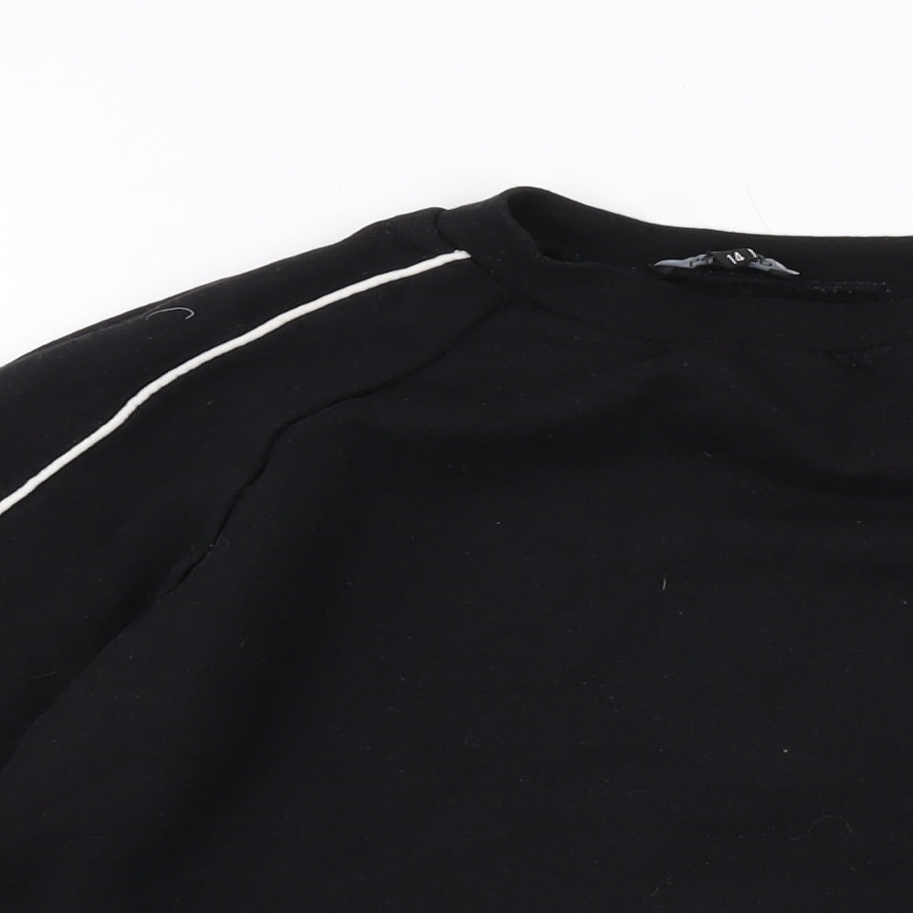Boohoo Womens Black Polyester Pullover Sweatshirt Size 14 Pullover