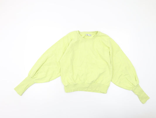 Zara Womens Green Cotton Pullover Sweatshirt Size S Pullover