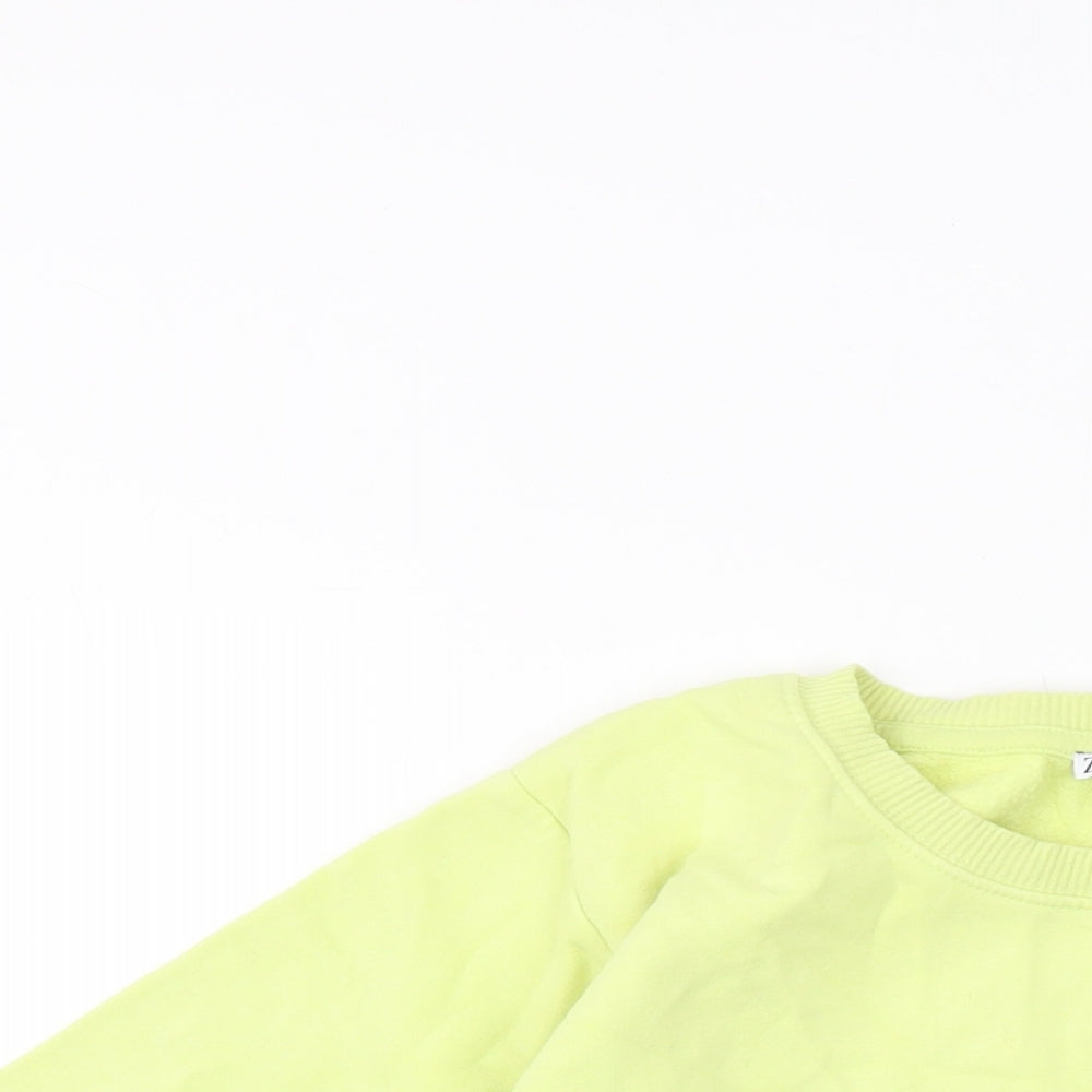 Zara Womens Green Cotton Pullover Sweatshirt Size S Pullover