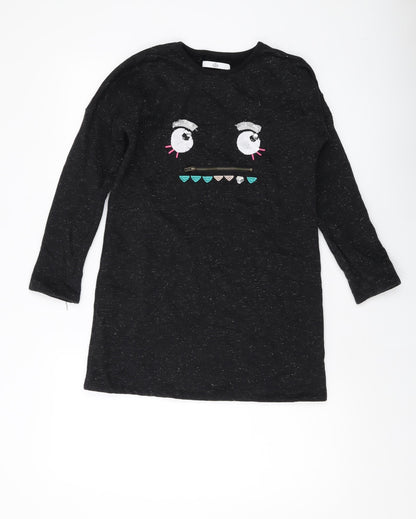 Marks & Spencer Girls Black Cotton Pullover Sweatshirt Size 9-10 Years Pullover