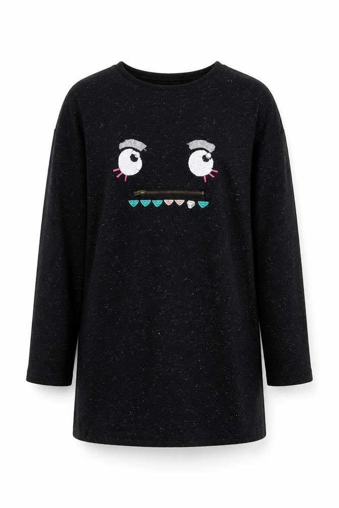 Marks & Spencer Girls Black Cotton Pullover Sweatshirt Size 9-10 Years Pullover
