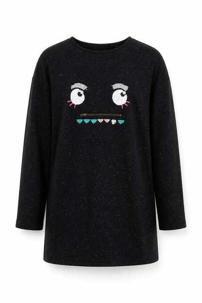 Marks & Spencer Girls Black Cotton Pullover Sweatshirt Size 9-10 Years Pullover