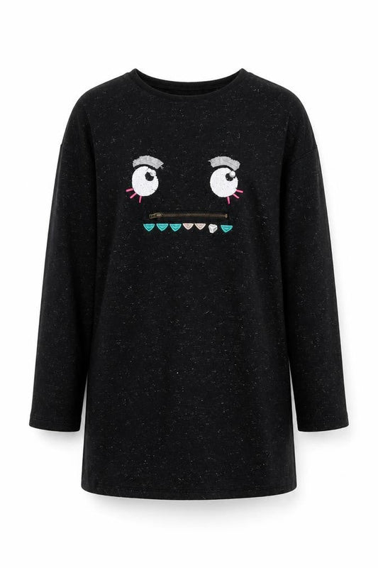 Marks & Spencer Girls Black Cotton Pullover Sweatshirt Size 9-10 Years Pullover