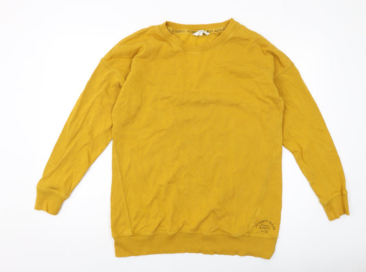 Nexyt Womens Yellow Cotton Pullover Sweatshirt Size M Pullover